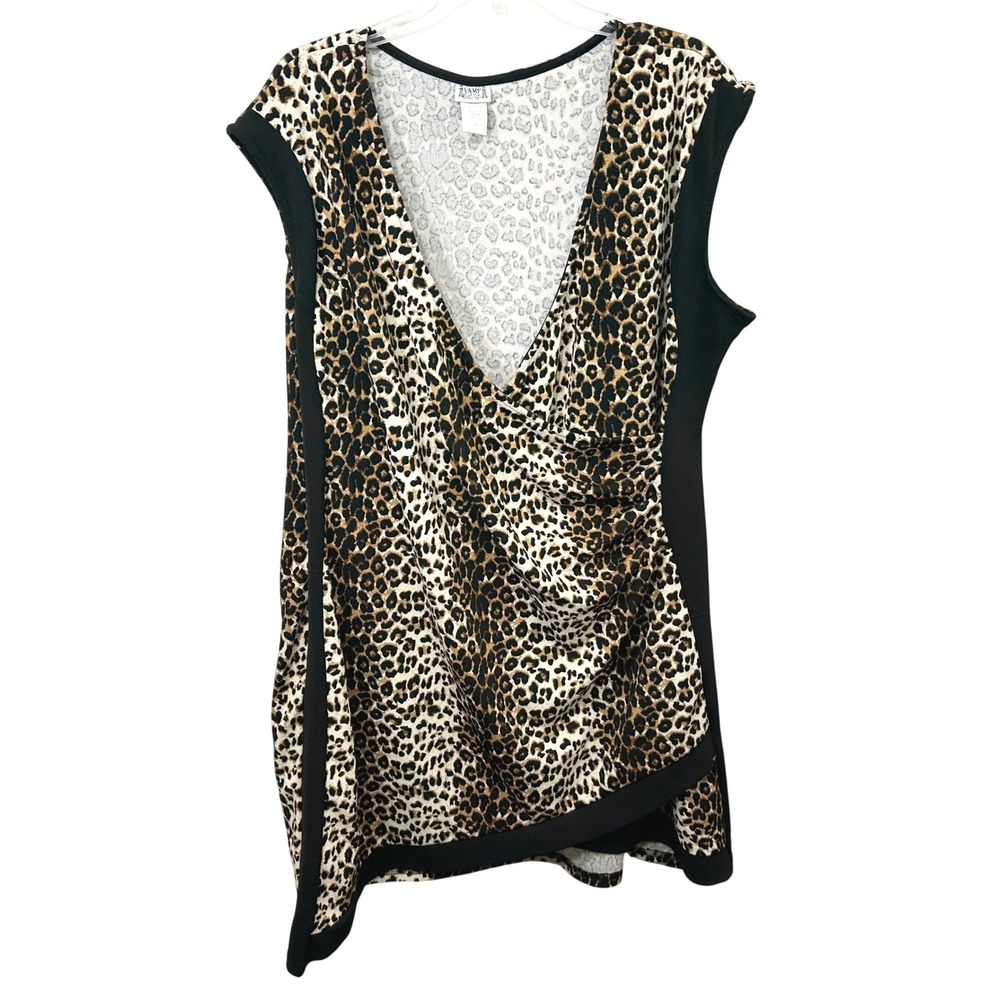 Vamp Plus Size 3X Sheath Dress Leopard Print‎ Ruched Surplice VTG Y2K Sexy 631